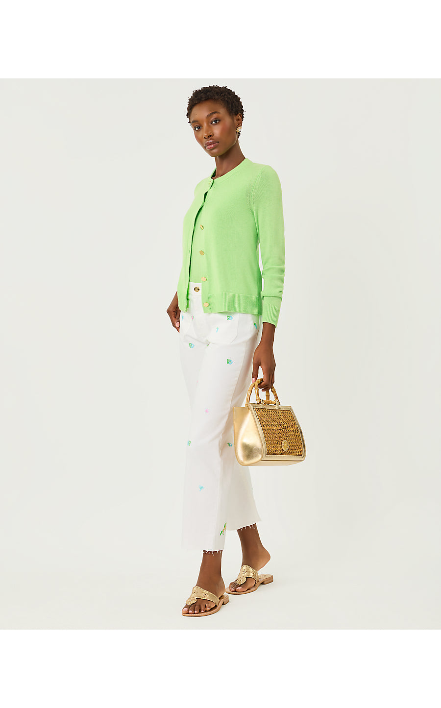 HARLEEN HIGH RISE CROP JEAN, RESORT WHITE DERBY DITSY EMBROIDERY