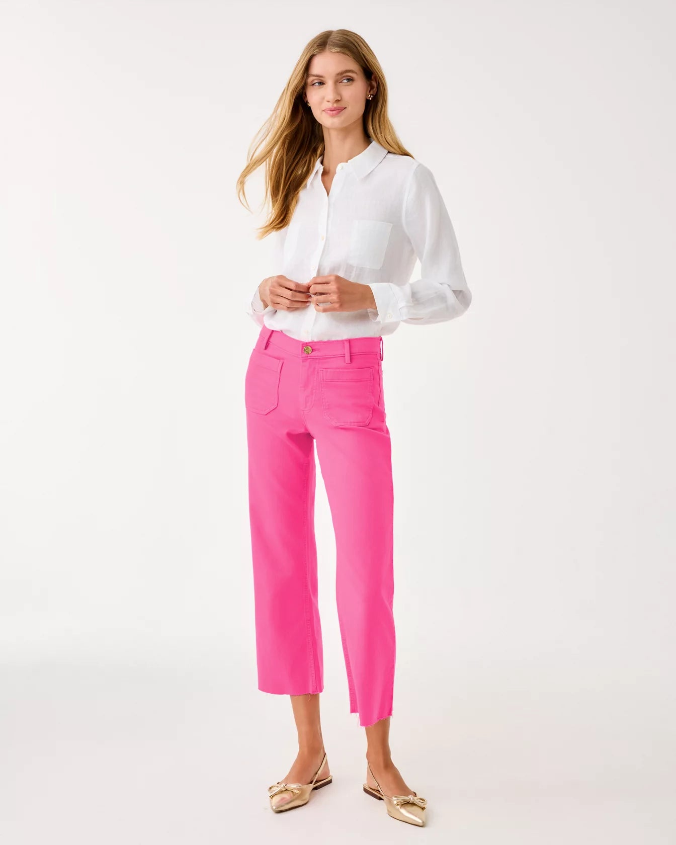 HARLEEN HIGH RISE CROP JEAN, SUN SHELL PINK