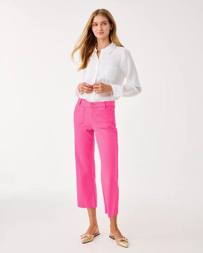 HARLEEN HIGH RISE CROP JEAN, SUN SHELL PINK
