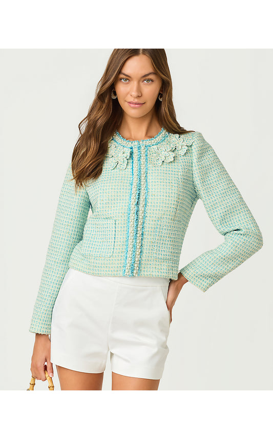 ROHANA BOUCLE JACKET, CAPRI BLUE FANTASY BOUCLE