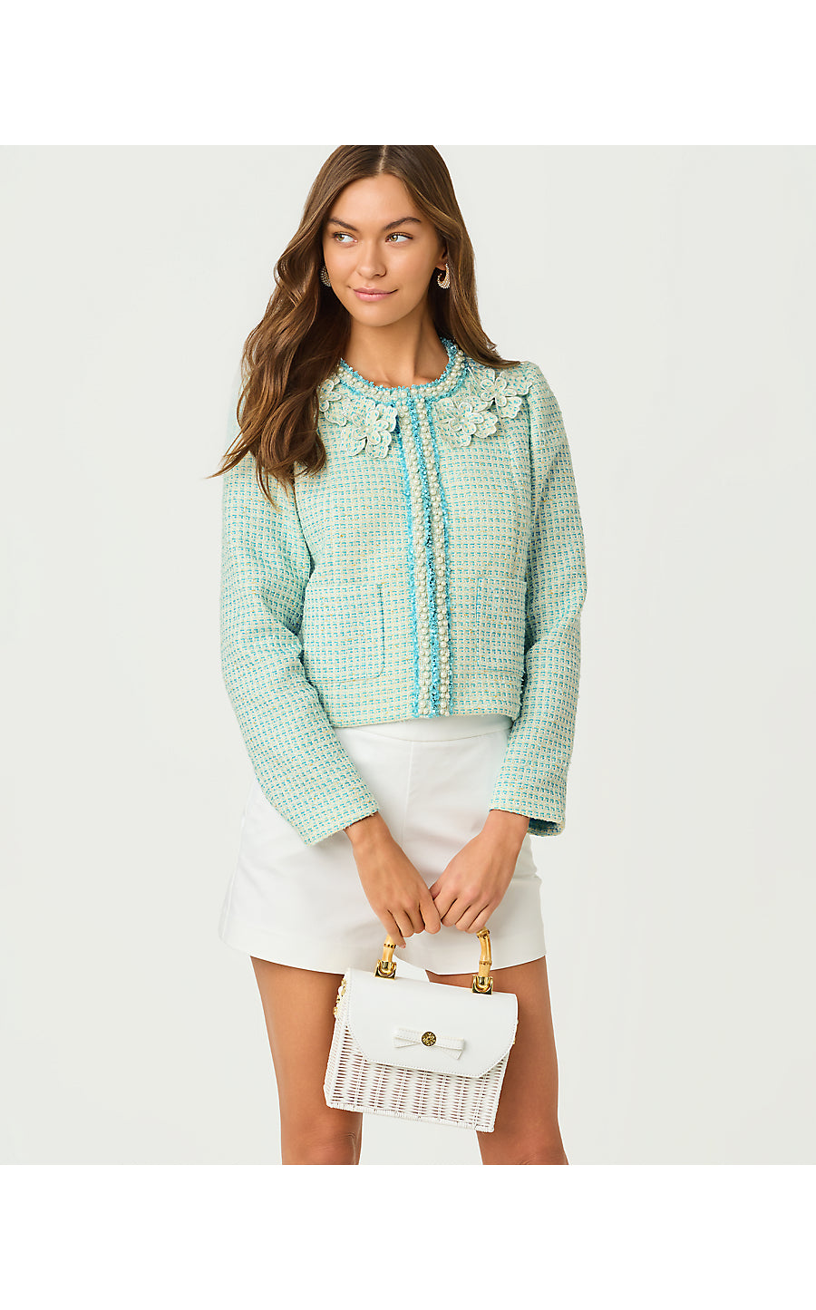 ROHANA BOUCLE JACKET, CAPRI BLUE FANTASY BOUCLE