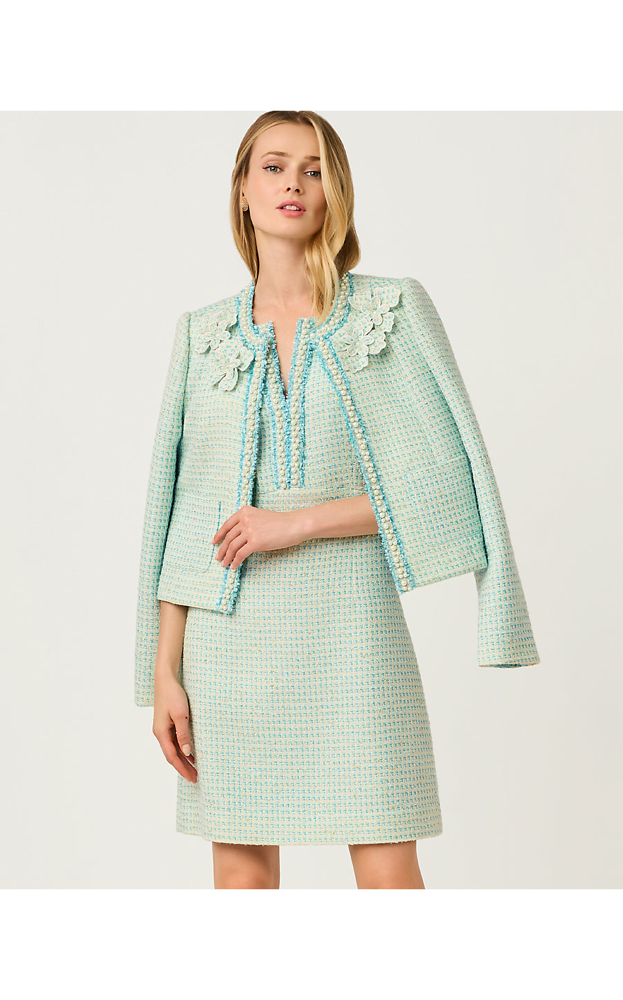 ROHANA BOUCLE JACKET, CAPRI BLUE FANTASY BOUCLE