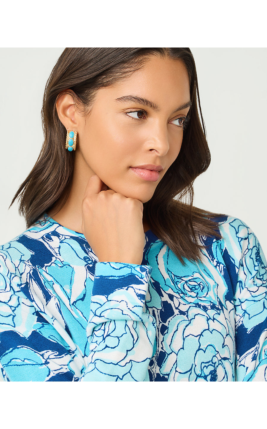 SUNSHINE GROVE HOOP EARRING, TURQUOISE TIDE