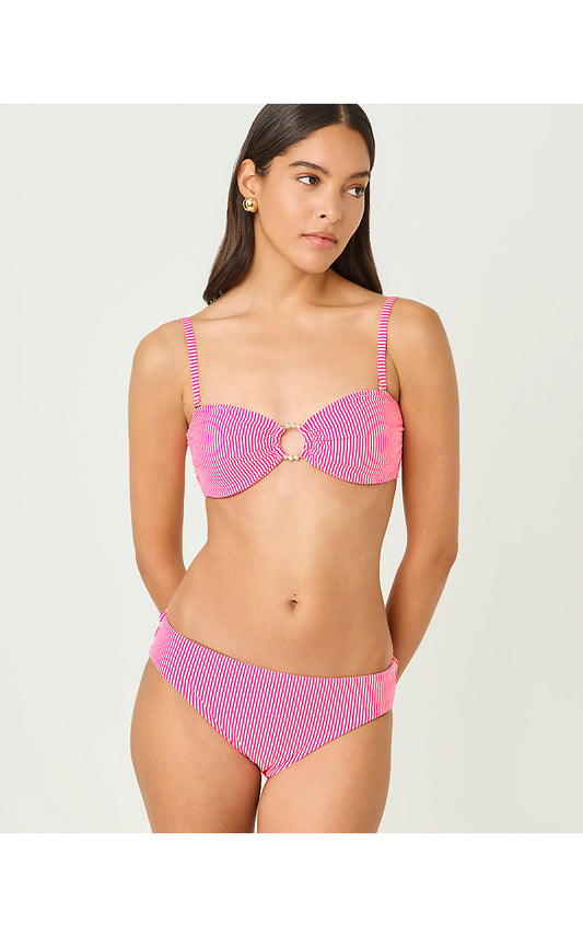 BETIE BIKINI BOTTOM, CHERRY BLOSSOM PINK SEERSUCKER STRIPE