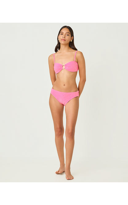 BETIE BIKINI BOTTOM, CHERRY BLOSSOM PINK SEERSUCKER STRIPE