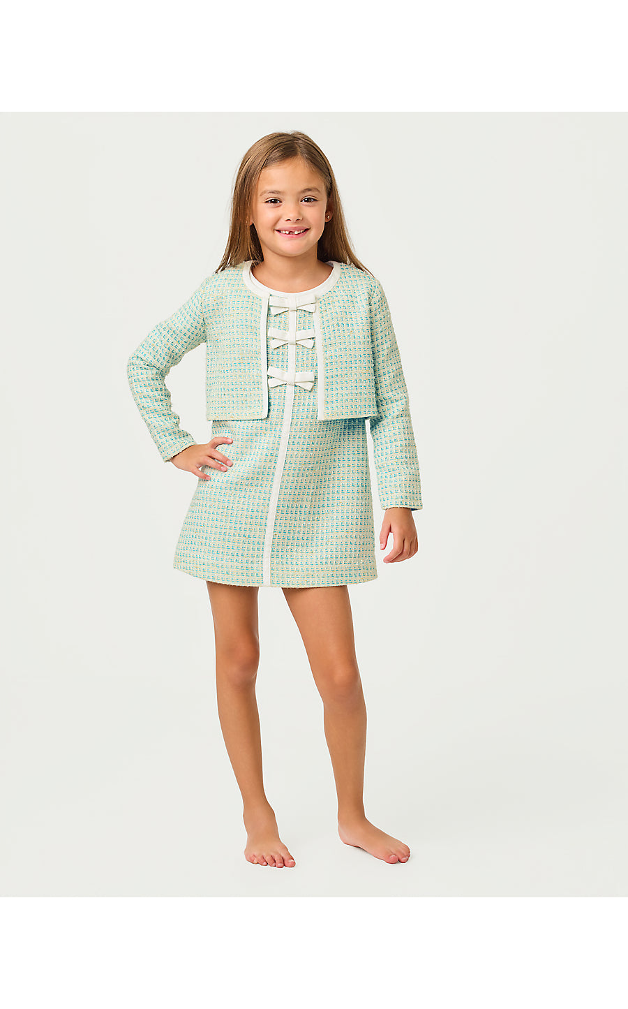 MINI ROHANA BOUCLE JACKET, CAPRI BLUE FANTASY BOUCLE