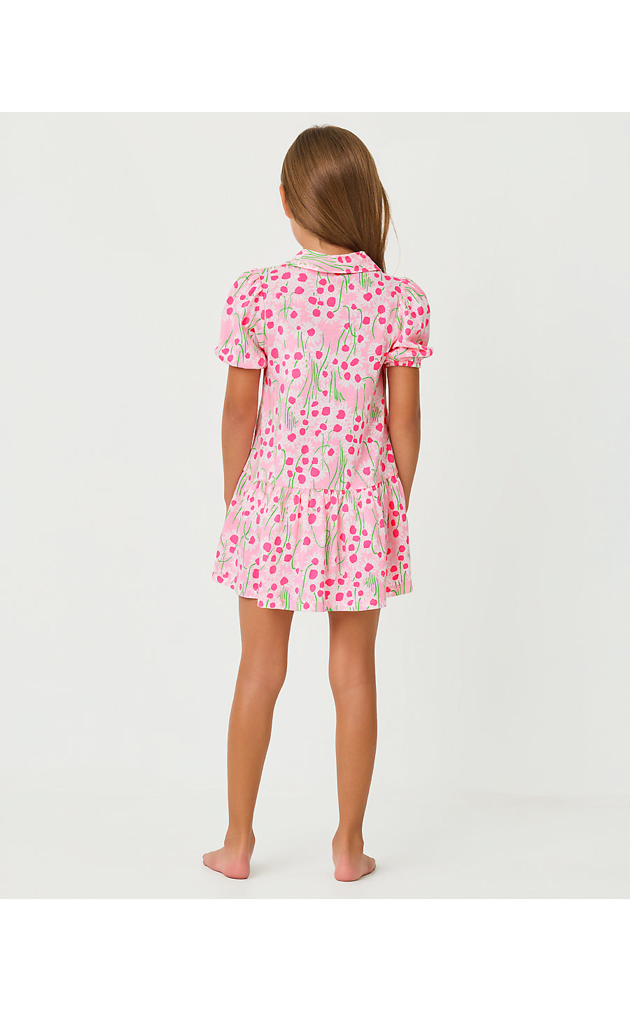 MINI BINGLEY DRESS, CONCH SHELL PINK LIL SUNNY DAISIES