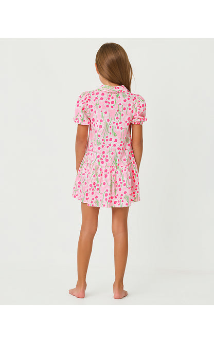 MINI BINGLEY DRESS, CONCH SHELL PINK LIL SUNNY DAISIES