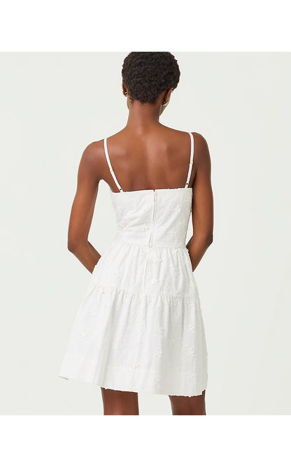 BENNET DRESS, RESORT WHITE MONARCH EMBROIDERED COTTON SWISS DOT