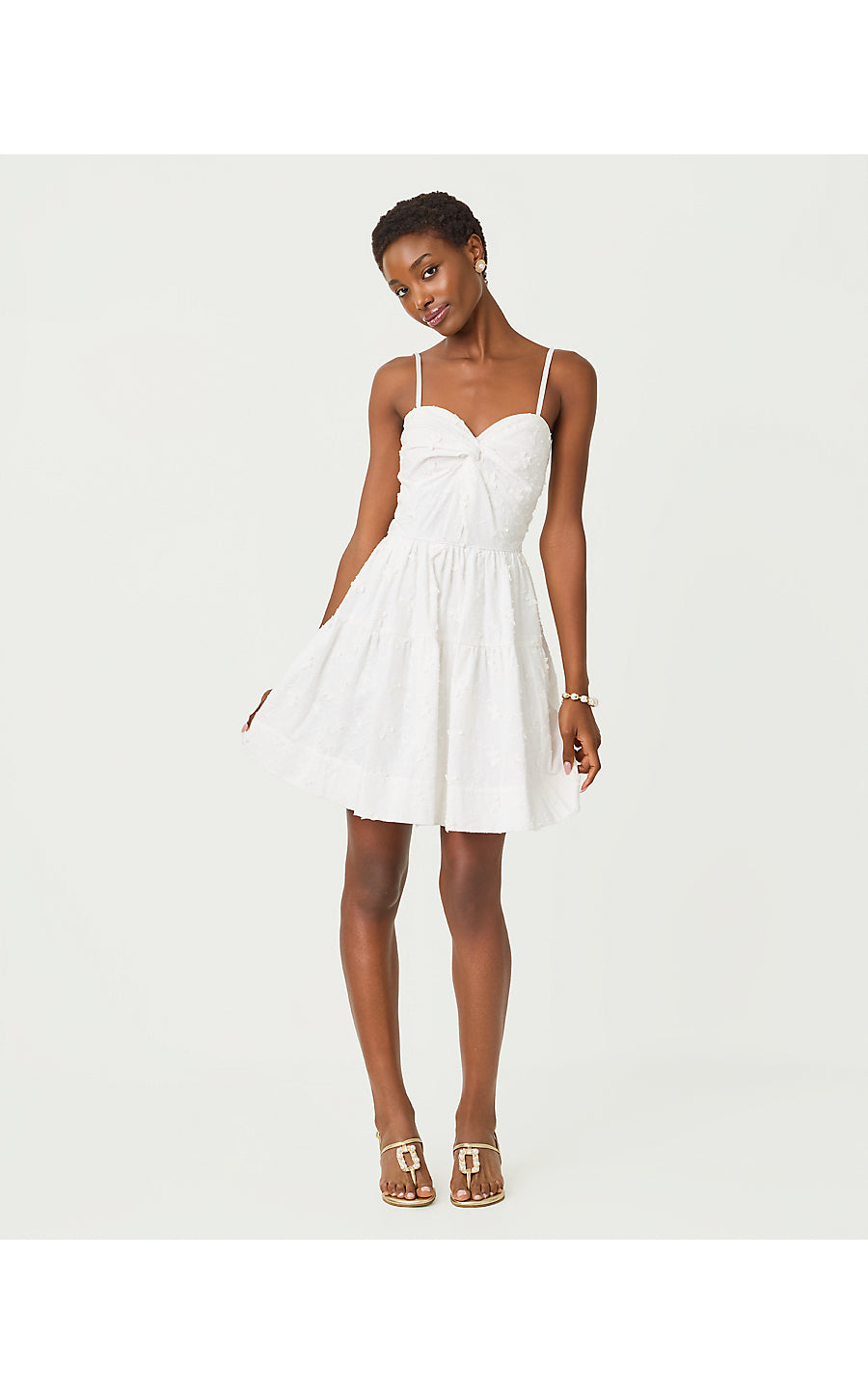 BENNET DRESS, RESORT WHITE MONARCH EMBROIDERED COTTON SWISS DOT