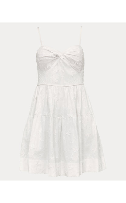 BENNET DRESS, RESORT WHITE MONARCH EMBROIDERED COTTON SWISS DOT