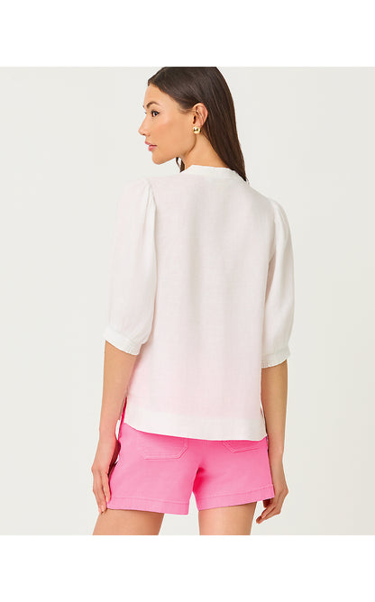 MIALEIGH EMBROIDERED LINEN TOP, Disney Throwback RESORT WHITE