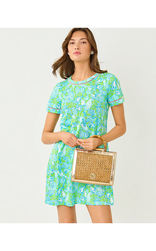 CODY SHORT SLEEVE DRESS, DAY DREAM BLUE THROW ME A LINE