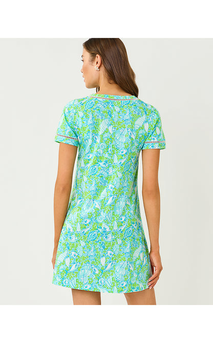 CODY SHORT SLEEVE DRESS, DAY DREAM BLUE THROW ME A LINE