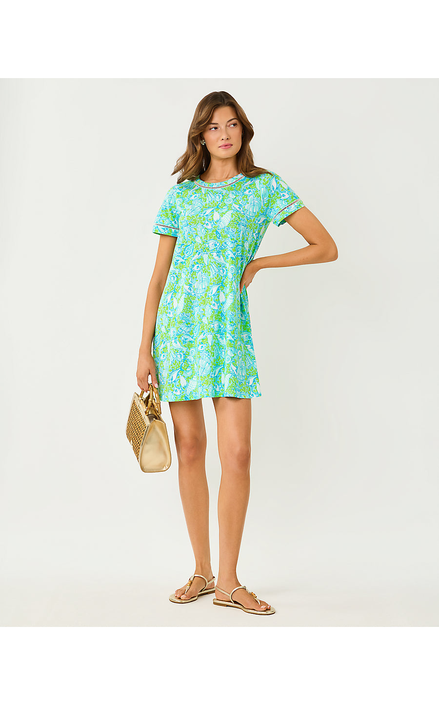 CODY SHORT SLEEVE DRESS, DAY DREAM BLUE THROW ME A LINE