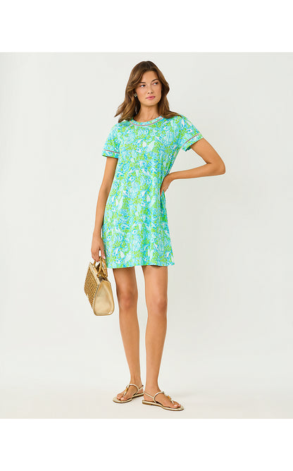 CODY SHORT SLEEVE DRESS, DAY DREAM BLUE THROW ME A LINE