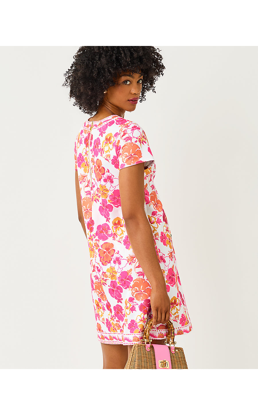 LINNEA SHIFT DRESS, RESORT WHITE PANSY FANSY ENGINEERED KNIT SHIFT