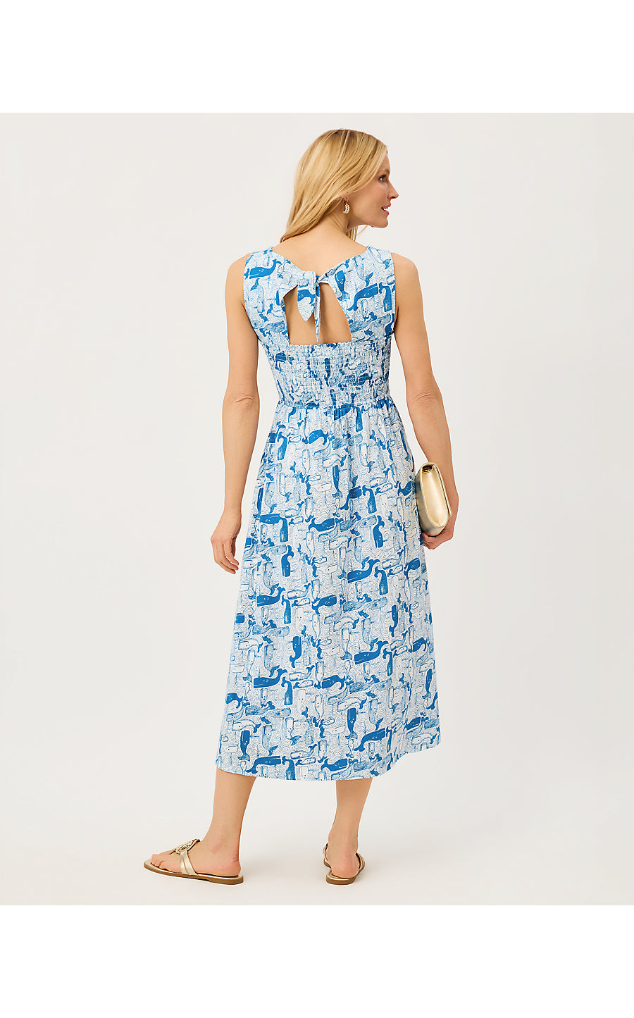 FINNLEY MIDI DRESS, NASSAU BLUE THAR SHE BLOWS