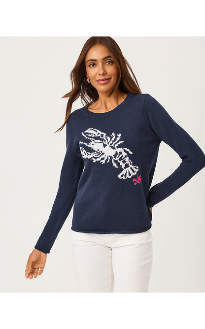 KELLYN SWEATER, LOW TIDE NAVY NAUTICAL LOBSTER JACQUARD