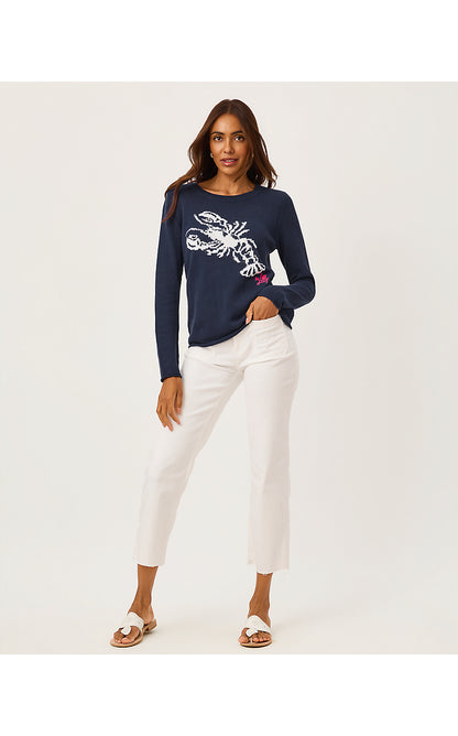 KELLYN SWEATER, LOW TIDE NAVY NAUTICAL LOBSTER JACQUARD