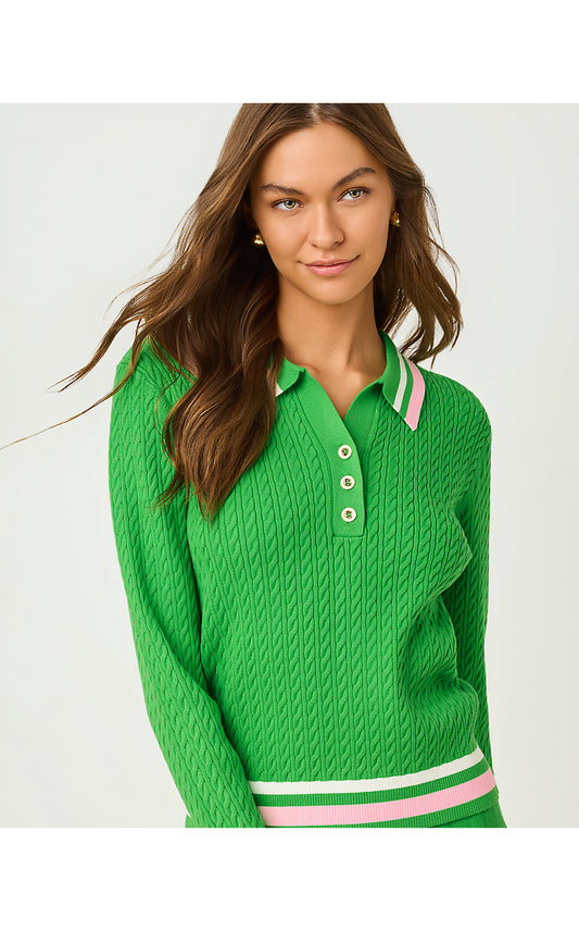 SUZETTE SWEATER, PUTTING GREEN X RESORT WHITE TIPPING