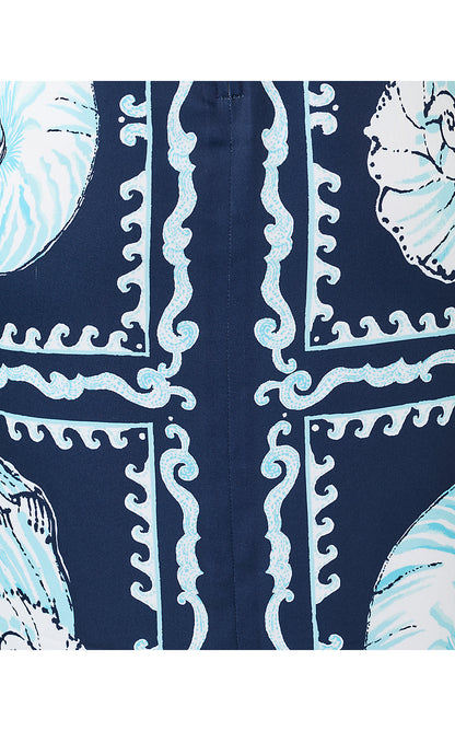 CASANDRA MAXI DRESS, LOW TIDE NAVY SHELL SHINE ENGINEERED WOVEN MAXI