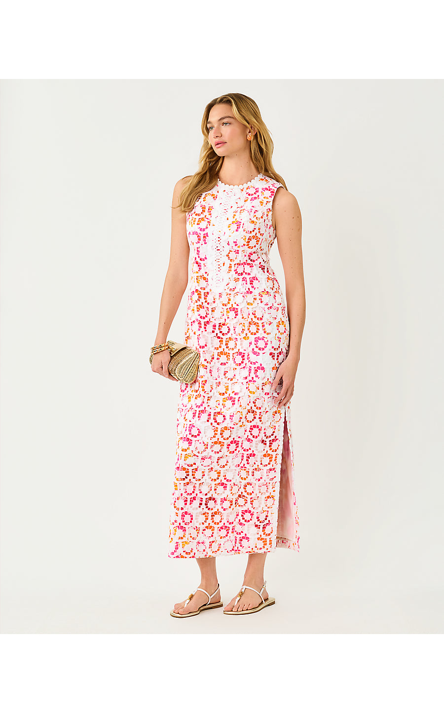 KITT MAXI SHIFT DRESS, RESORT WHITE PANSY FANSY