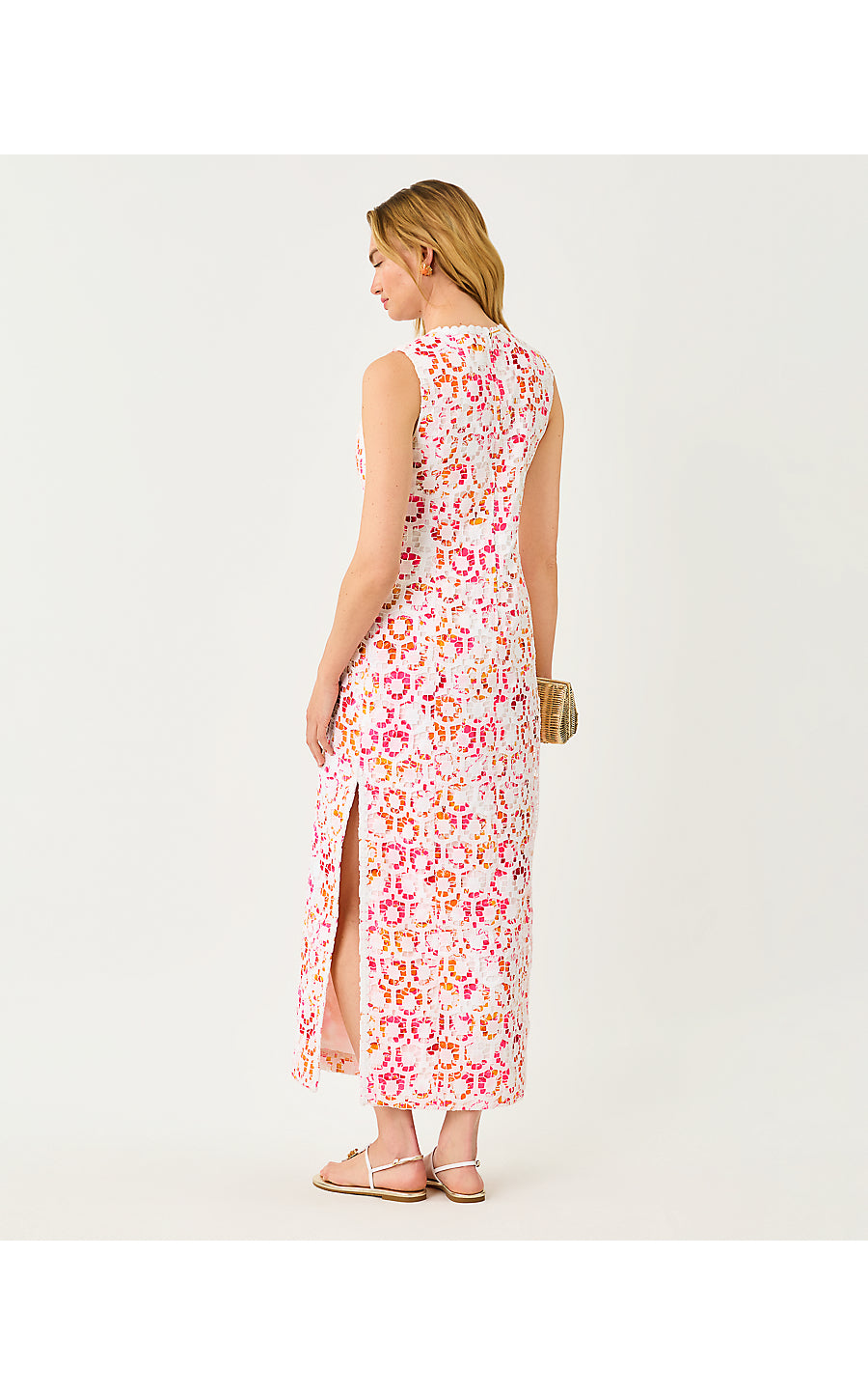 KITT MAXI SHIFT DRESS, RESORT WHITE PANSY FANSY