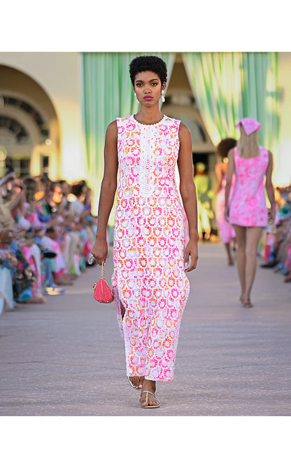 KITT MAXI SHIFT DRESS, RESORT WHITE PANSY FANSY