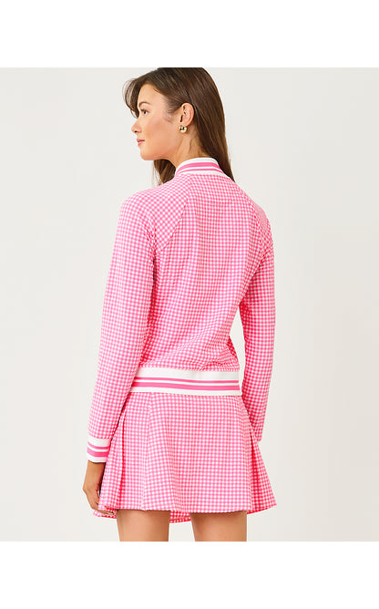 JAYDEA JACKET UPF 50+, CHERRY BLOSSOM PINK MINI PERFORMANCE GINGHAM