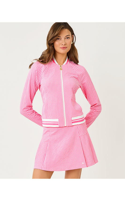 HUXLEY SKORT UPF 50+, CHERRY BLOSSOM PINK MINI PERFORMANCE GINGHAM