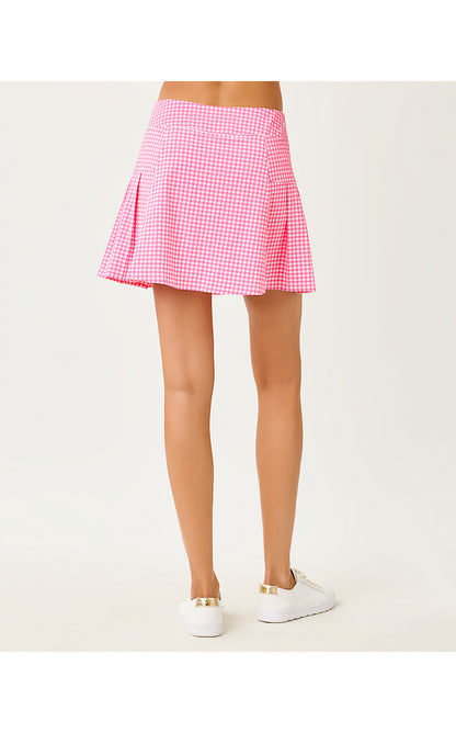 HUXLEY SKORT UPF 50+, CHERRY BLOSSOM PINK MINI PERFORMANCE GINGHAM