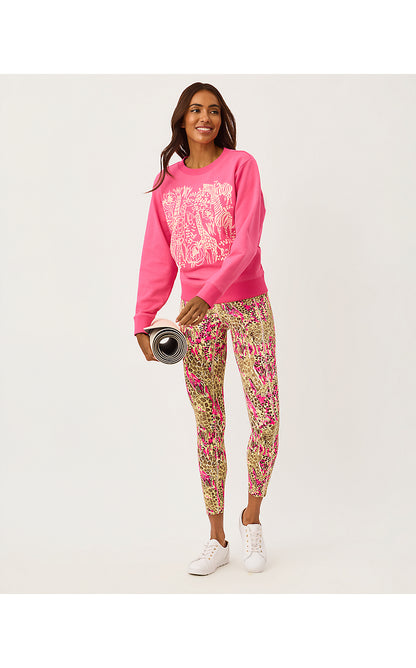 ENDURANCE HIGH RISE MIDI LEGGING, PINK ASTER LIL SKETCHING ON SAFARI