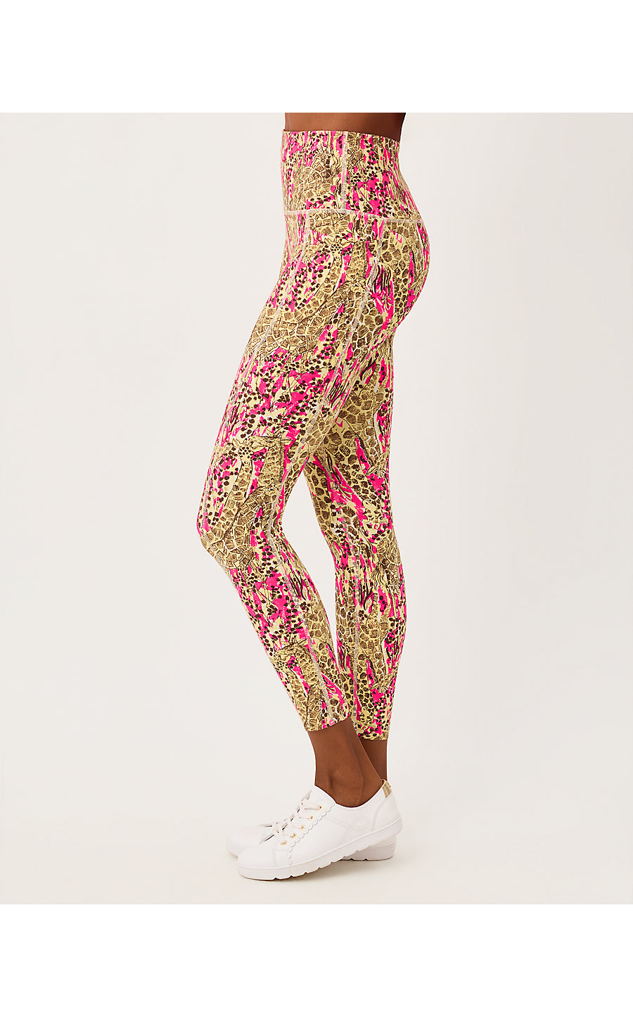 ENDURANCE HIGH RISE MIDI LEGGING, PINK ASTER LIL SKETCHING ON SAFARI
