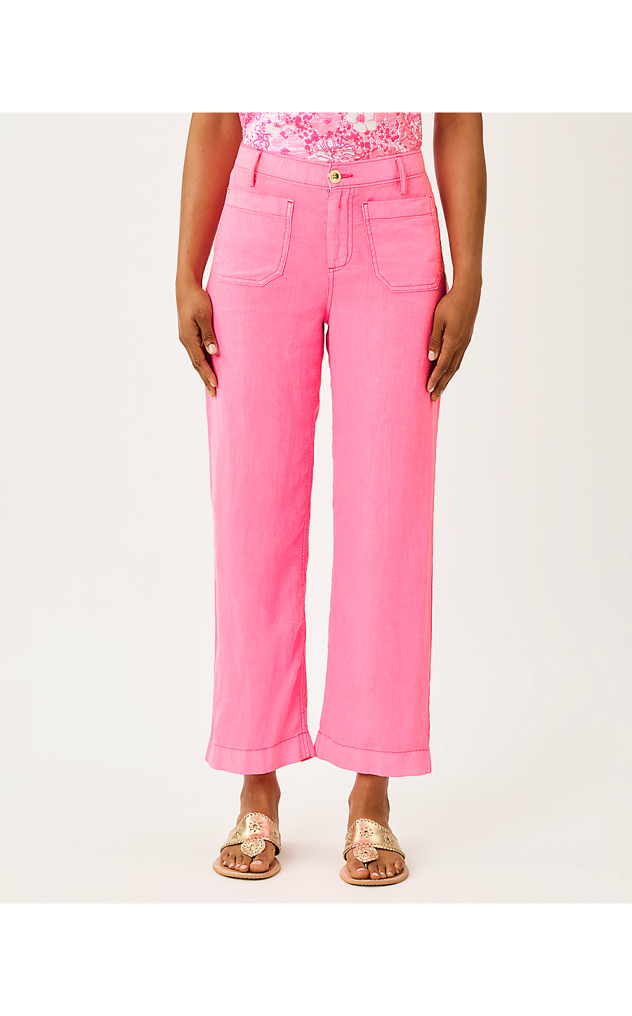 AMIKO LINEN PANT, CHERRY BLOSSOM PINK