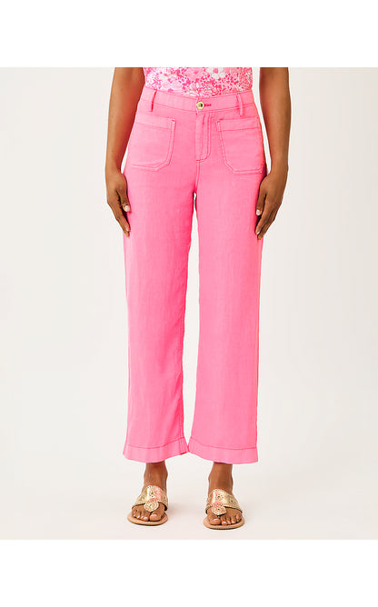 AMIKO LINEN PANT, CHERRY BLOSSOM PINK