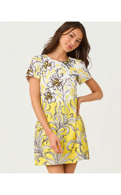 MELODIE SKIRTED ROMPER, ESTELLE YELLOW BUMBLEY BUZZ ENGINEERED ROMPER