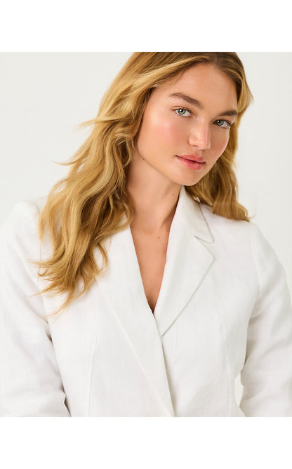 FINNICK LINEN BLAZER, RESORT WHITE