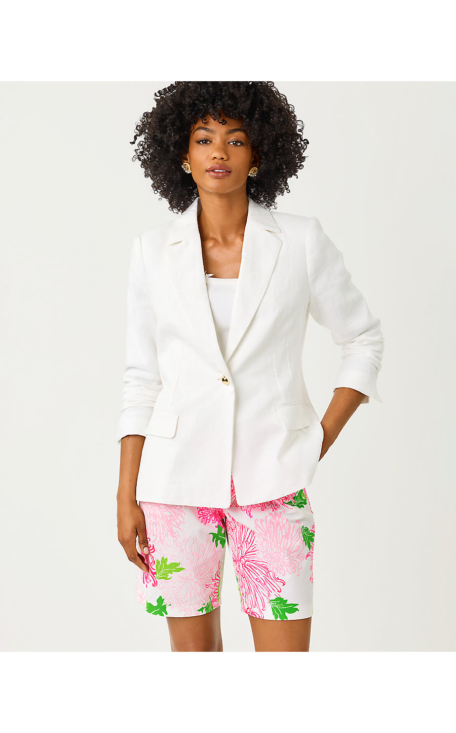 FINNICK LINEN BLAZER, RESORT WHITE