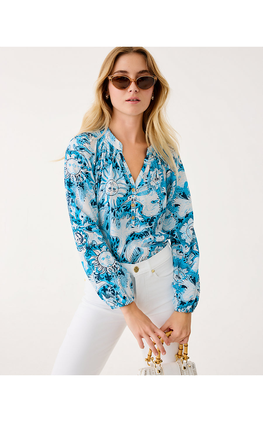 ELSA TOP, BELLEVUE BLUE LILLY GULLS