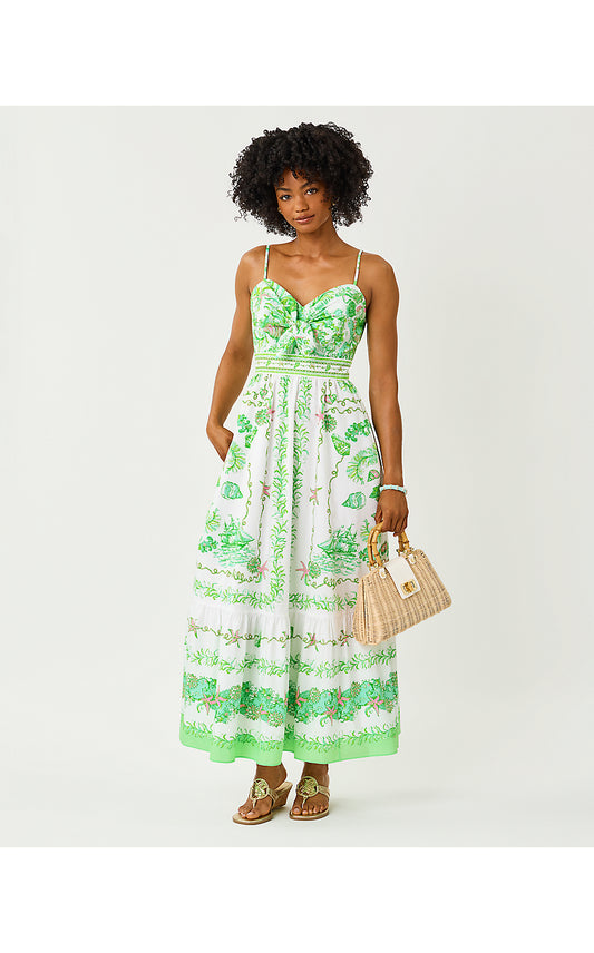 JANAE MAXI DRESS, RESORT WHITE SHIP TO SHORE ENGINEERED WOVEN MAXI