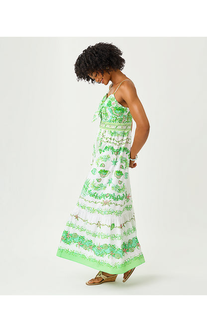 JANAE MAXI DRESS, RESORT WHITE SHIP TO SHORE ENGINEERED WOVEN MAXI