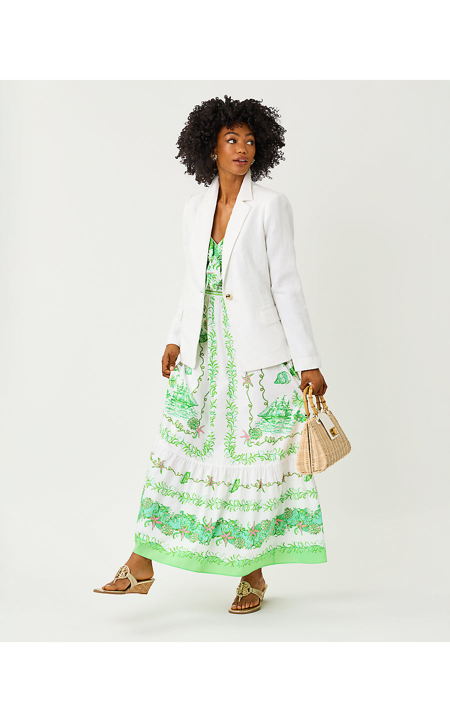 JANAE MAXI DRESS, RESORT WHITE SHIP TO SHORE ENGINEERED WOVEN MAXI
