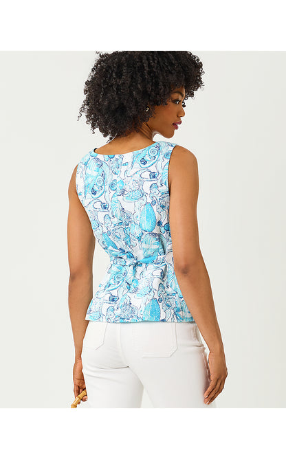 HELLAR LINEN VEST, RESORT WHITE SHELL SHINE