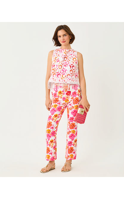 CARWYN CROP FLARE PANT, RESORT WHITE PANSY FANSY