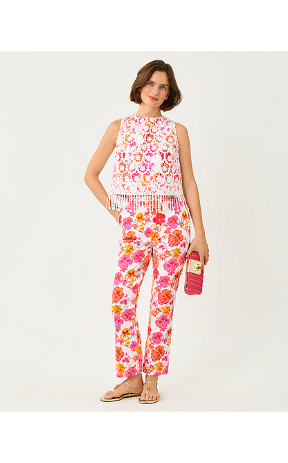 CARWYN CROP FLARE PANT, RESORT WHITE PANSY FANSY