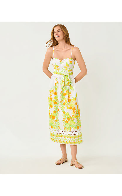 KATINA MIDI DRESS, RESORT WHITE ZESTY ENGINEERED WOVEN DRESS