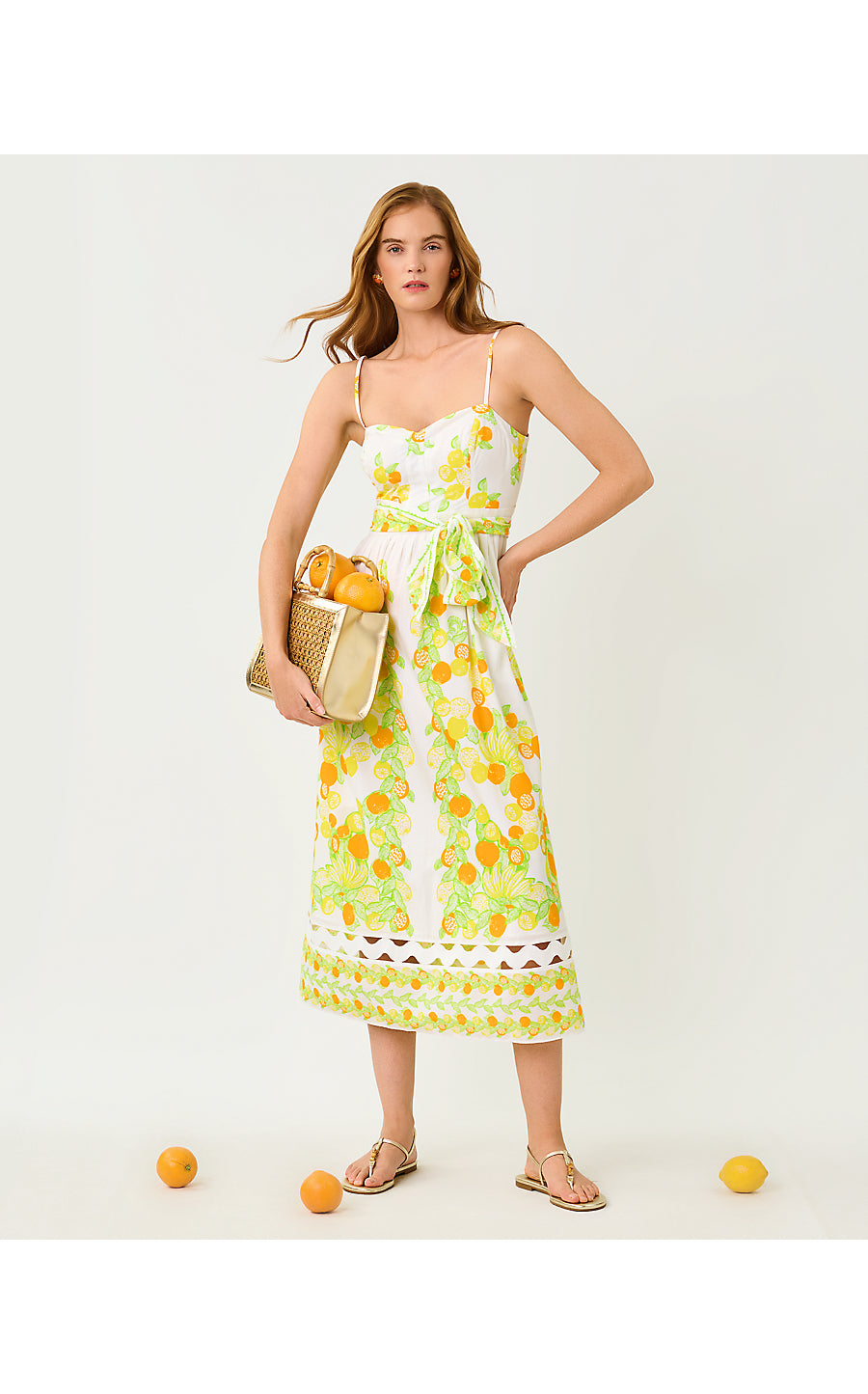 KATINA MIDI DRESS, RESORT WHITE ZESTY ENGINEERED WOVEN DRESS