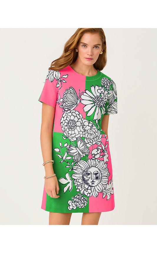 SIERA DRESS, CHERRY BLOSSOM PINK FOLLOW THE SUN ENGINEERED KNIT DRESS