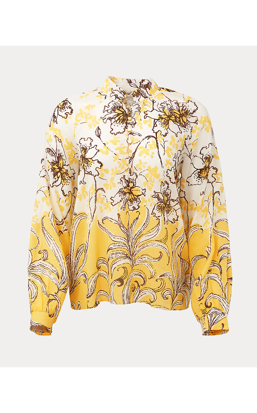 RENISHA LONG SLEEVE TOP, ESTELLE YELLOW BUMBLEY BUZZ ENGINEERED WOVEN TOP